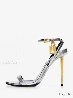 Lasaky - Premium Gold Ankle Strap Stiletto Heel Sandals - Elegant Prom Shoes for Women, with Secure Lock Gold Prom Shoes, Prom Sandals, Professional Work Shoes, Chunky Heel Platform Sandals, Gold Stiletto Heels, High Heels For Prom, Fall Heels, Gold Stilettos, Heels Prom