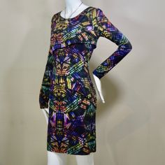 Brand New Never Worn With All Tags Attached. Rainbow Print On A Tiered Stretch Knee Length Dress. Fully Lined. Dressy Enough For Wherever You Need To Go And Will Be Perfect For These Cool Fall Days With Chic Knee Boots Or Colder Days Under A Chunky Sweater, Cardigan, Or One Of Those Longer Open Front Sweaters. Very Versatile With Many Options ! From Neiman Marcus. Elegant Stretch Multicolor Mini Dress, Elegant Multicolor Stretch Mini Dress, Multicolor Long Sleeve Bodycon Dress For Night Out, Multicolor Long Sleeve Dress For Night Out, Multicolor Long Sleeve Stretch Dress, Multicolor Fitted Bodycon Dress For Evening, Fitted Multicolor Bodycon Dress For Evening, Multicolor Bodycon Dress With Long Sleeves, Multicolor Bodycon Long Sleeve Dresses