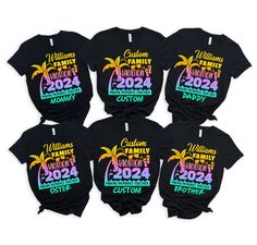 Personalized Family Vacation 2024 Shirt, Colorful Custom Family Vacation Shirts, Birthday Cruise Shirt, Family Matching Vacation Shirt * Processing time is 1 business day (there may be exceptions during holiday seasons). Delivery time is based on your shipping type selection and location. Please check the estimated delivery times at checkout and upgrade the shipping at checkout if you need it sooner. * All items are made-to-order. Because of the nature of these items, unless they arrive damaged Multicolor Summer Birthday Shirt, Black Summer Shirt For Birthday, Black Shirt For Summer Birthday, Customizable Multicolor Summer Tops, Family Reunion Ideas Organizing, Family Vacation Shirts, Cruise Shirt, Vacation Shirts, Making Memories