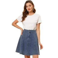 High waist and flared design add ebullient charm to this casual denim midi skirt.
The washed denim fabric and a flared pleated design are a great highlight, full of a sense of detail and design.
Suitable for casual, work, holiday, weekend gathering, school and daily wear.
Midi length design brings vintage feeling to a denim skirt.
This casual skirt, designed with high waist and single breasted, adds a touch of fashion to your wardrobe.
This skirt is easily paired with any leisure tops for a casu Casual Flared Dark Wash Denim Skirt, Casual Dark Wash Flared Denim Skirt, Casual A-line Denim Skirt, Casual A-line Denim Skirt For Spring, Casual A-line Mini Skirt, Spring A-line Denim Skirt, Trendy Cotton Flared Denim Skirt, Casual Flare Skirt In Cotton, Casual Cotton Flared Denim Skirt