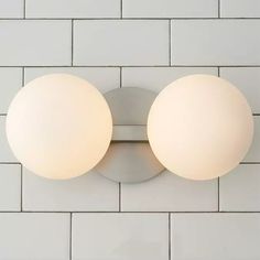 two round lights are mounted on the wall