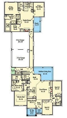 the floor plan for this house is very large and has two master suites on each side