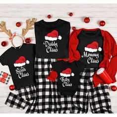 Santa Hat Claus Christmas Shirt,Custom Claus Group Christmas Tshirt,Family Santa Shirt,Funny Christmas Claus Tshirt,Custom Claus Group Tee 👉HOW TO ORDER👈 1️⃣ Please review all the information provided before placing an order 2️⃣ Select the shirt type and size using the drop down menu. 3️⃣ Select the color of the shirt using the following drop down menu. 4️⃣ Need more Items? Add the current item in the cart. And If you like to add more items to your order please press the back button and repeat steps 1-3 again. 5️⃣ Once all your desired items are in your cart you may complete your order by entering your payment method, desired shipping address and click submit. 👉SIZING👈 If you are unsure about the size you should order, please refer to the size chart in the pictures. 👉PROCESSING TIME👈 Family Matching Holiday T-shirt With Letter Print, Family Matching Letter Print Holiday Tops, Family Matching Holiday Tops With Letter Print, Family Matching Christmas Shirt With Letter Print, Family Matching Long Sleeve Christmas T-shirt, Holiday Family Letter Print Tops, Letter Print Tops For Family Holiday, Family Christmas Tops With Graphic Print, Holiday Tops With Letter Print