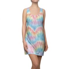 Gelato Pastel Tie Dye Women’s Racerback Summer Dress Summer Multicolor Print Dresses For Beach Season, Summer Dresses With Multicolor Print For Beach Season, Multicolor Sleeveless Summer Dress, Summer Dresses In Multicolor Print For Beach Season, Casual Multicolor Sleeveless Summer Dress, Multicolor Print Summer Vacation Dress, Multicolor Print Summer Dress For Vacation, Summer Beach Sleeveless Multicolor Dress, Summer Vacation Dresses In Multicolor Print