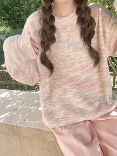 This rainbow soft pastel oversized sweater adds a subtle pop of color to your wardrobe. Featuring a soft pastel color palette, you can mix and match your coquette and fairy-inspired autumn wear with ease. Ideal for the fashionista looking for versatile layering options. Size Guide: S: bust: 116cm, length: 64cm, shoulder: 58cm M: bust: 120cm, length: 66cm, shoulder: 60cm Fabric: 25% cotton, 75% polyester