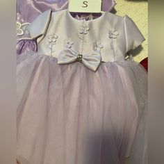 Layered Dress With Matching Headband Cute Purple Dresses For Baptism, Cute Purple Dress For Baptism, Summer Purple Dress For Baptism, Cute Purple Baptism Dress, Purple Summer Baptism Dress, Summer Baptism Purple Dress, Purple Flower Dress, Layered Dress, Matching Headband