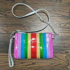 Multicolored Zipper Crossover Purse/Wristlet Long Strap To Wear On Shoulder Or You Can Detach And Use As A Wristlet Never Used Multicolor Rectangular Wristlet With Strap, Multicolor Rectangular Wristlet With Wrist Strap, Multicolor Rectangular Wristlet With Zipper Closure, Rectangular Multicolor Wristlet With Zipper Closure, Multicolor Rectangular Wristlet With Zipper, Multicolor Wristlet With Zipper Closure As Gift, Trendy Multicolor Wristlet With Wrist Strap, Crossover Purse, Kids Accessories