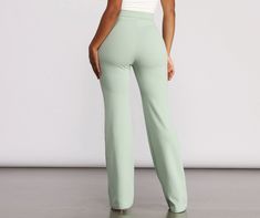 Keep it professional in high waist pants. A versatile pair of high rise dress pants are chic and work-friendly. This pair features a high waist with a tie waist belt. a straight leg fit with a wide leg hem. and composed of a comfortable knit fabric. Easily pair these dress pants with a blouse and blazer combination for a total boss babe look.Fit & Features High rise waist Tie waist belt Straight leg fit Flared wide-leg hem Model is 5'4" with 33" bust. 24.5" waist and 39" hips. She is wearing a s It Professional, Wide Leg Dress Pants, High Waist Pants, Knit Pants, Waist Pants, Boss Babe, Waist Tie, Waist Belt, High Waisted Pants