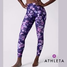 Nwot Never Worn Athleta Salutation Stash Pocket Ii Tights Size: Xxs Color: Purple Floral Print Poly/Lycra/Elastane Buttery Soft Powervita Fabric Body Hugging Moisture Wicking Quick Dry Breathable High Waist Thigh Stash Pockets 7/8 Length Measurements- Waist Across 11” Rise 9” Inseam 26” Bundle Items And Save 15% Orders Ship The Next Business Day Posh Ambassador & 5 Star Seller Thanks For Shopping Jynxstore 3210 Purple Floral Print, Athleta Pants, Purple Floral, Color Purple, 5 Star, Quick Dry, Moisture Wicking, Pant Jumpsuit, Blue And Purple