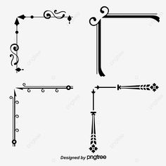 four different styles of decorative ornamental ornaments, including an ornate frame and scroll with scrolls