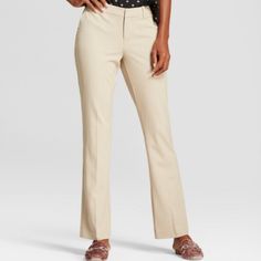 Women's Bootcut Bi-Stretch Twill Slacks Are A Great Addition To Your Wardrobe. These Pants Come In Various Sizes For Short Wearers. Mfr. Color: Vintage Khaki (Tan Color, Unable To Capture In Pics) Sizes: 14 S (Short) Waist 18.5 Rise 10"0 16 S (Short) Waist 19.5 Rise 10.5" 63% Polyester 33% Rayon, 4% Spandex Fly Hook And Zipper Inseam 30" Mid Rise Back Double Welt Pocket, Side Pockets 17/14s*1955-1956, 16s*1957-1958/8135-191 Spring Straight Leg Elastane Dress Pants, Tailored Spring Work Pants, Fitted Straight Leg Work Pants For Spring, Fitted Ankle-length Work Pants For Spring, Spring Mid-rise Elastane Dress Pants, Classic Mid-rise Dress Pants For Spring, Spring Stretch Mid-rise Work Pants, Mid-rise Formal Pants For Spring, Spring Stretch Mid-rise Dress Pants