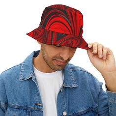 Immerse yourself in the pulsating rhythm of the music and let our Raging Red Groove Vibes Bucket Hat elevate your festival experience. Designed for the passionate music lovers, EDM enthusiasts, and dedicated Red Rocks show goers, this hat is your ticket to an unforgettable adventure. Crafted from 100% polyester, it offers durability and comfort to withstand even the most energetic raves. Its Raging Red color scheme, inspired by the beats that fuel your soul, is all about expressing your passion. Available in two sizes with a sewn-in label, this bucket hat ensures style never compromises comfort. With the Raging Red Groove Vibes Bucket Hat, you're not just attending a festival, you're embracing a lifestyle of joy, euphoria, and exhilarating energy. Make every beat count. #RagingRedGroove #M Red Bucket Hat For Streetwear, Adjustable Red Festival Hat, Red Festival Bucket Hat, Red Wide Brim Bucket Hat For Festival, Trendy Red Festival Hat, Red Adjustable Bucket Hat With Short Brim, Adjustable Red Bucket Hat, Adjustable Black Hat For Music Festival, Red Bucket Hat For Summer Festival