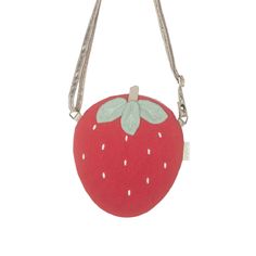 Kids Strawberry Shaped Bag on DLK Strawberry Bag, Break Point, Eco Kids, Baby Bath Time, Book Clothes, Stripe Fabric, Craft Bags, Red Stripe, Striped Fabrics