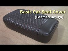 a black leather seat cover with the words,'basic car seat cover formed design '