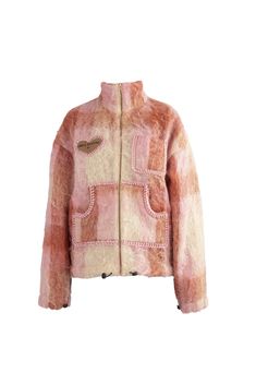 Fleece Jacket 3 Casual Mohair Long Sleeve Outerwear, Casual Long Sleeve Mohair Outerwear, Casual Mohair Outerwear For Spring, Pink Mohair Winter Outerwear, Pink Mohair Outerwear For Fall, Spring Mohair Outerwear With Long Sleeves, Spring Mohair Long Sleeve Outerwear, Oversized Mohair Outerwear For Fall, Pink Mohair Long Sleeve Outerwear