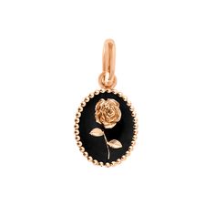 Gigi Clozeau - Black Rose Pendant, Rose Gold Elegant Formal Jewelry With Rose Details, Elegant Formal Jewelry With Roses, Rose Gold Jewelry With Roses For Formal Occasions, Elegant Rose-colored Jewelry With Rose Design, Elegant Yellow Gold Jewelry With Rose Design, Elegant Rose Design Rose-colored Jewelry, Luxury Rose Gold Jewelry With Shiny Finish, Elegant Rose Gold Jewelry With Black Enamel, Elegant Black Jewelry With Rose Design