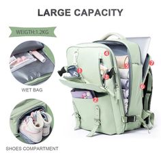 UAKISS - Women Carry On Backpack Travel Backpack Plane 40x30x20 Waterproof Students Schoolbags 15.6inch Laptop Business Daypack Multifunctional Outdoor Laptop Bag With Large Capacity, Multifunctional Green Travel Bag For Outdoor, Practical Green Rectangular Travel Bag, Large Capacity Laptop Bag For Outdoor Activities, Rectangular Laptop Bag For Outdoor Activities With Large Capacity, Green Multifunctional Travel Bag, Multifunctional Rectangular Laptop Bag For Outdoor, Outdoor Activities Large Laptop Bag, Green Large Capacity Travel Bag For Outdoor