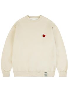 It is a basic and casual sweatshirt with embroidery point. Made of polyester blend cotton fabric, the sweatshirt is soft and lightweight. The sweatshirt is finished with tenter and tumble process to minimize fabric shrinking. The sweatshirt has a high quality one touch embroidery of an artwork.    - Unisex item- Ribbed neck, cuffs, hem- Logo label patch- Embroidery point Embroidered Cream Long Sleeve Sweatshirt, Casual Embroidered Cream Sweater, Cream Embroidered Long Sleeve Sweatshirt, Casual Cream Embroidered Sweater, Cream Sweatshirt With Embroidered Logo Relaxed Fit, Cream Cotton Sweatshirt With Long Sleeves, Long Sleeve Cotton Sweatshirt In Cream, Cream Long Sleeve Cotton Sweatshirt, Cream Cotton Long Sleeve Sweatshirt