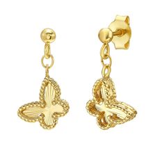 These beautiful Italian 14KT yellow gold earrings weigh 2.6 grams and are slightly heavier than our thinner version. (GE15346+19) 14K Yellow Gold Polished  Diamond Cut/Textured Drop Popcorn Petite Buttterfly Dangle Earring with Push Back Clasp. An elegant, very versatile look. “No Hassle Return Policy”. All weights and measurements are approximate and may vary slightly from the listed information. PLEASE NOTE THAT ALL IMAGES HAVE BEEN ENLARGED TO SHOW BETTER DETAIL, THEREFORE PLEASE REFER TO THE STATED WIDTH, USUALLY IN MILLIMETERS Butterfly Dangle Earrings, Yellow Gold Earrings, Yellow Gold Earring, Gold Polish, Fine Jewellery Earrings, Diamond Cut, Popcorn, Gold Earrings, Diamond Cuts