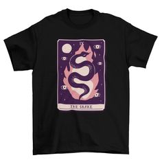 the snake tarot card on a black shirt