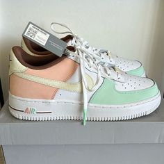 Nike Air Force 1 Lv8 Ice Cream Size Y6.5. Brand New, Bought The Wrong Size. Pastel Custom Sneakers For Streetwear, Custom Casual Pastel Sneakers, Pastel Lace-up Custom Sneakers For Streetwear, Nike Pastel High-top Sneakers, Casual Low-top Custom Sneakers In Pastel, Casual Pastel Low-top Custom Sneakers, Pastel Round Toe Sneakers For Streetwear, Nike Pastel Lace-up Sneakers, Nike Round Toe Pastel Sneakers