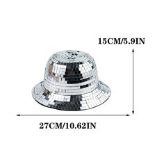 Get ready to groove and shine with our Disco Bucket Hat! Step into the spotlight and unleash your inner disco diva with this dazzling accessory. Crafted with meticulous attention to detail, our Disco Bucket Hat is designed to make heads turn. Its vibrant colors and sparkling sequins create a mesmerizing disco ball effect, adding a touch of glamour to your ensemble. Made from premium materials, this hat offers both style and comfort. The wide brim provides excellent sun protection while exuding r Silver Brimmed Party Hat, Silver Costume Hat For Carnival Party, Silver Carnival Party Costume Hats And Headpieces, Adjustable Silver Party Hat, Silver Short Brim Hat For Party, Trendy Mini Hats For Summer Party, Trendy Party Hats, Adjustable Costume Hats And Headpieces For Parties And Festivals, Short Brim Party Hat For Carnival