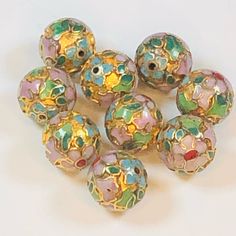 French Word, French Words, Enamels, Gold Flower, Focal Bead, Gold Flowers, Round Beads, Vintage House, Craft Supplies