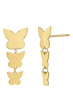 Bring a flight of whimsy to your lobes with butterfly earrings that are handcrafted from 14-karat gold. 3/4" drop; 3/8" width Post back 14k gold Made in Italy Bony Levy, Gold Butterfly, Butterfly Earrings, Flight, Jewelry Earrings, In Italy, Yellow Gold, Nordstrom, Women Jewelry