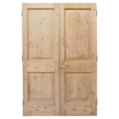 two wooden doors are open on a white background