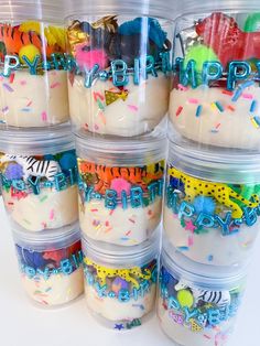 plastic containers filled with birthday cake and confetti