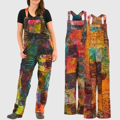 Colourful tie dye patchwork dungarees with razor cut detail 100% heavy cotton, patchwork of beautiful fabrics with razor cut detail, 3 buttons to adjust the shoulder straps, 3 buttons at the sides, 2 side pockets & 1 pocket on the bib S/M size - waist up to 38 inches, hips up to 43 inches, length 59 - 61 inches (approx fit UK 8 - 12) M/L size - waist up to 40 inches, hips up to 44 inches, length 60 - 62 inches (approx fit UK 14 - 16) L/XL size - waist up to 46 inches, hips up to 50 inches, length 60 - 62 inches (approx fit UK 18 - 20) XXL size - waist up to 49 inches, hips up to 51 inches, length 60 - 62 inches (approx fit UK 22 - 24) US Size rule: Minus 2 sizes to get your US size (for example, a UK dress size 8 is a US dress size 4) Due to the nature of patchwork each pair is completely Yellow Cotton Overall Jumpsuits And Rompers, Casual Multicolor Patchwork Jumpsuits And Rompers, Cotton Overalls For Festivals, Cotton Overall Jumpsuits And Rompers For Festival, Cotton Overall Jumpsuit For Festival, Cotton Festival Overalls And Rompers, Casual Patchwork Jumpsuits And Rompers For Festival, Hippie Cotton Jumpsuits And Rompers With Pockets, Cotton Hippie Style Overalls