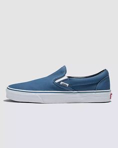 Vans | Classic Slip-On Navy Classics Shoe Casual Slip-on Sneakers With Vulcanized Sole For Skateboarding, Blue Sporty Slip-ons With Round Toe, Casual Slip-on Sneakers With Round Toe For Skateboarding, Comfortable Slip-on Skate Shoes With Vulcanized Sole, Casual Round Toe Slip-on Sneakers For Skateboarding, Casual Slip-on Skate Shoes For Streetwear, Casual Slip-on Sneakers For Skateboarding, Casual Slip-on Canvas Shoes For Streetwear, Spring Slip-on Skate Shoes For Streetwear