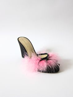 canvas upper faux feather detail leather outsole wedge mule approx 85mm/ 3.35 inch heel made in Italy Faux Feathers, Vegan Design, August Birthstone Jewelry, July Birthstone Jewelry, Leather Bow, Jewelry Ring Box, Gifts For New Mums, Men's Jewelry Rings, Pearl Jewellery Earrings