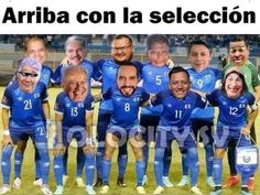 a group of people that are standing in front of a soccer field with the words arriba con la seleccion