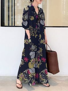 Loose Shirt Dress, Mode Prints, Womens Long Dresses, Long Sleeve Shift Dress, Long Dress Casual, Maxi Shirt Dress, Maxi Dress Navy, Linen Maxi Dress, Vestidos Vintage