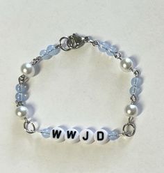 A beautiful bracelet with a simple reminder: What would Jesus do? Jesus Bracelet, What Would Jesus Do, Beaded Braclets, Christian Bracelets, Silver Beaded Bracelet, Simple Reminders, Silver Bead Bracelet, Clay Bead, Bead Bracelets