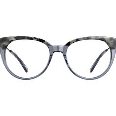 These sexy round glasses will take your everyday look up a notch. The narrow eyeglasses features a hand-polished acetate eyeglasses front with a tortoiseshell pattern on the brow. The brushed metal temple arms feature acetate temple tips for added comfort. It is available in charcoal and clear. | Zenni Women's Cat-Eye Prescription Eyeglasses Gray Tortoise Shell Mixed