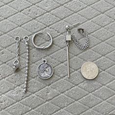 Whether your style is refined minimalist or whimsical maximalist. Asymmetrical earrings are another artful statement to come out with for every taste. ▪️▪️▪️PRODUCTBTS Asymmetric Coin & Bar Dangle EarringDetachable Earring Drops Charms (can be wear just hoops)316L surgical stainless steel (Never Fade and Hypoallergenic)Coin Material is Alloy Height: 7cm / 5.4cm Hoop 12g (2mm) Inner Hoop Size: 13mmOne Pair of Earring ( 2pc )Care instructions: avoid contact with liquids (water, perfume, beauty Silver Tarnish Resistant Hoop Earrings For Jewelry Making, Modern Silver Jewelry With Dangling Charms, Surgical Steel Dangle Single Earring, Surgical Steel Single Dangle Earring, Minimalist Stainless Steel Dangle Jewelry, Single Dangle Stainless Steel Earring, Minimalist Single Earring In Surgical Steel, Trendy Stainless Steel Dangle Earrings, Stainless Steel Single Dangle Earring