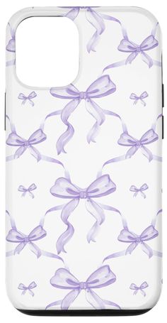 an iphone case with purple bows and ribbons on the front, in white background for samsung s7