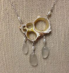 Glass Mobile, White Sea Glass, White Sea, Dope Jewelry, Sea Urchin, Sea Glass Necklace, Handmade Wire Jewelry