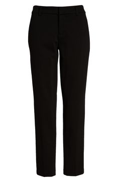 Polished enough for work and comfortable enough for anything, these slim-cut pants are tailored for a smooth fit in a ponte knit with plenty of stretch. 29" regular inseam; 27" petite length; 13" leg opening; 10" front rise; 15" back rise (size 8) Zip fly with hook-and-bar closure Belt loops Front slant pockets; back welt pockets 57% viscose, 34% nylon, 9% elastane Machine wash, tumble dry Imported Knit Trousers, Liverpool Jeans, Woman Dresses, Trousers Jeans, Fit In, Fashion Advice, Liverpool, Casual Dresses, Size 12