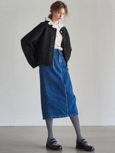 Composition : Shell: 100% CottonColor : BlueCountry of Origin : Republic of Korea Chic Denim Blue Skirt For Fall, Fall Denim Skirt For Workwear, Relaxed Denim Skirt For Workwear In Fall, Dark Wash Skirt For Workwear In Fall, Dark Wash Skirt For Workwear, Fall Season, Dark Wash Skirt For Fall Workwear, Denim Blue Workwear Skirt For Fall, Chic Denim Blue Workwear Skirt, Fall Denim Blue Workwear Skirt