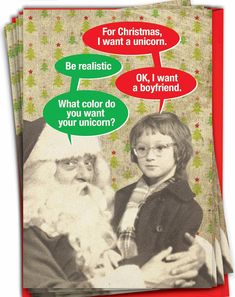 two children are sitting next to each other with santa clause speech bubbles above them on red paper