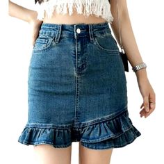 Welcome to the 2023 Summer Collection. where couture meets nostalgia! Our Ruffle Hem Micro Denim Skirt is the perfect blend of contemporary chic and vintage '90s underground. From its distressed detailing to its mid-waist fit and zipper & button closure. this piece is sure to be your summer staple.Key Highlights: Vintage Grunge: Inspired by the iconic '90s alternative movement. this skirt exudes an effortlessly cool attitude. Distinctive Distressed Pattern: Expertly crafted wear and tear. captur Trendy Mid-rise Denim Skirt With Frayed Hem, Fitted High Waist Denim Skirt With Frayed Hem, High Waist Fitted Denim Skirt With Frayed Hem, Fitted High Waist Mini Skirt With Frayed Hem, Fitted Mid-rise Mini Skirt With Frayed Hem, Fitted Mini Skirt With Frayed Hem For Spring, Trendy Mid-rise Skirt With Frayed Hem, Fitted Mid-rise Denim Skirt With Frayed Hem, Trendy Mini Denim Skirt With Frayed Hem