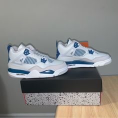 Air Jordan 4 Retro Military Blue Gs Shoes Grade School Size 5y , Which Equates To A Women’s Size 6.5 Grade School Size 6y , Which Equates To A Women’s Size 7.5 Grade School Size 6.5y , Which Equates To A Women’s Size 8 New With The Original Box . Low-top Fade-resistant Air Jordan 4 For Streetwear, Air Jordan 4 Fade-resistant For Streetwear, Gray Air Jordan 4 Casual Sports Shoes, Gray Air Jordan 4 Casual Sneakers, Casual Gray Air Jordan 4 For Sports, Fade-resistant Air Jordan 4 For Streetwear, Fade-resistant Air Jordan 4 Low-top For Light Sports, Blue Custom Sneakers For Light Sports, Fade-resistant, Blue Custom Sneakers For Light Sports