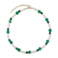 Green Onyx & Malachite Freshwater Pearl Necklace – VEERT Elegant Green Onyx Jewelry With Polished Beads, Elegant Green Onyx Bead Necklaces, Single Strand Green Pearl Necklace, Green Single Strand Pearl Necklace, Elegant Green Onyx Round Necklaces, Elegant Single Strand Green Onyx Necklace, Elegant Green Onyx Round Necklace, Elegant Single Strand Malachite Jewelry, Elegant Green Onyx Necklaces