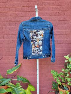 Women's Denim Jacket size XS .  Please see photo's for measurements. Restyled with patches of rescued textiles. 🧺 CARE INSTRUCTIONS 🧺 To keep the jacket in beautiful condition, please Machine wash in COLD, tumble dry or lie flat to dry. 📬 Ships from my home studio in Center Valley, PA, via USPS with tracking. ✨ I am not responsible for packages once they have been scanned in at the Post Office. I have no control over USPS shipping delays, losses, or damages. I do not refund or replace for USPS issues. Recycled Denim Jacket With Relaxed Fit For Fall, Recycled Denim Relaxed Fit Jacket For Fall, Relaxed Fit Recycled Denim Jacket For Fall, Fall Patchwork Recycled Denim Jacket, Recycled Denim Long Sleeve Outerwear For Fall, Long Sleeve Recycled Denim Outerwear For Fall, Distressed Recycled Denim Jacket For Fall, Fitted Distressed Denim Jacket For Fall, Distressed Recycled Denim Outerwear For Fall