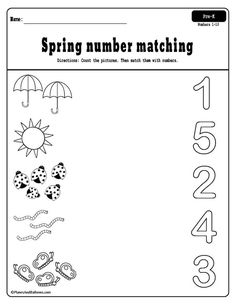 the number matching worksheet for spring