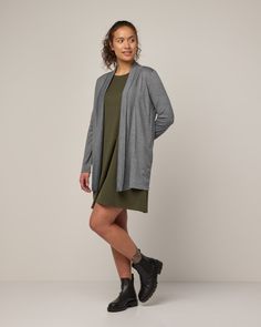 Landmark Merino Wool Cardigan - Charcoal Heather Long Sleeve Relaxed Fit Cardigan For Layering, Relaxed Fit Long Sleeve Cardigan For Layering, Gray Long Sleeve Cardigan For Layering, Versatile Long Sleeve Cardigan For Daywear, Versatile Gray Cardigan For Layering, Leggings Cardigan, Flowy Cardigan, Pretty Cardigans, Flowy Cardigans