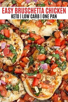 easy bruschetta chicken keto low carb one pan meal with tomatoes and spinach